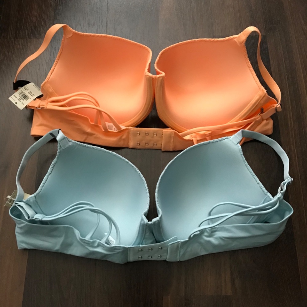 NWT Aerie Real Sunnie Demi Push Up Bloom Lace Bras 40B Orange and Blue - Picture 2 of 7